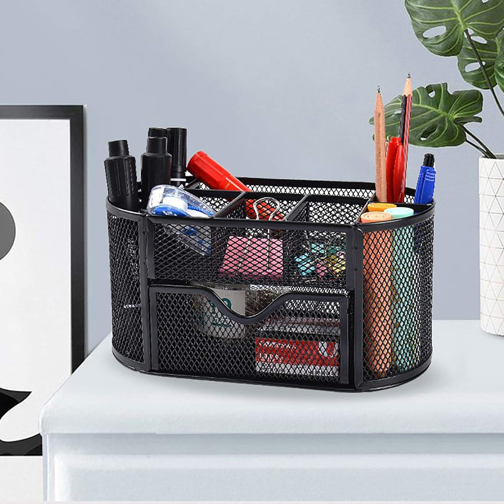 2 Pack 9 Compartments Mesh Desk Organizer with Drawer G77125