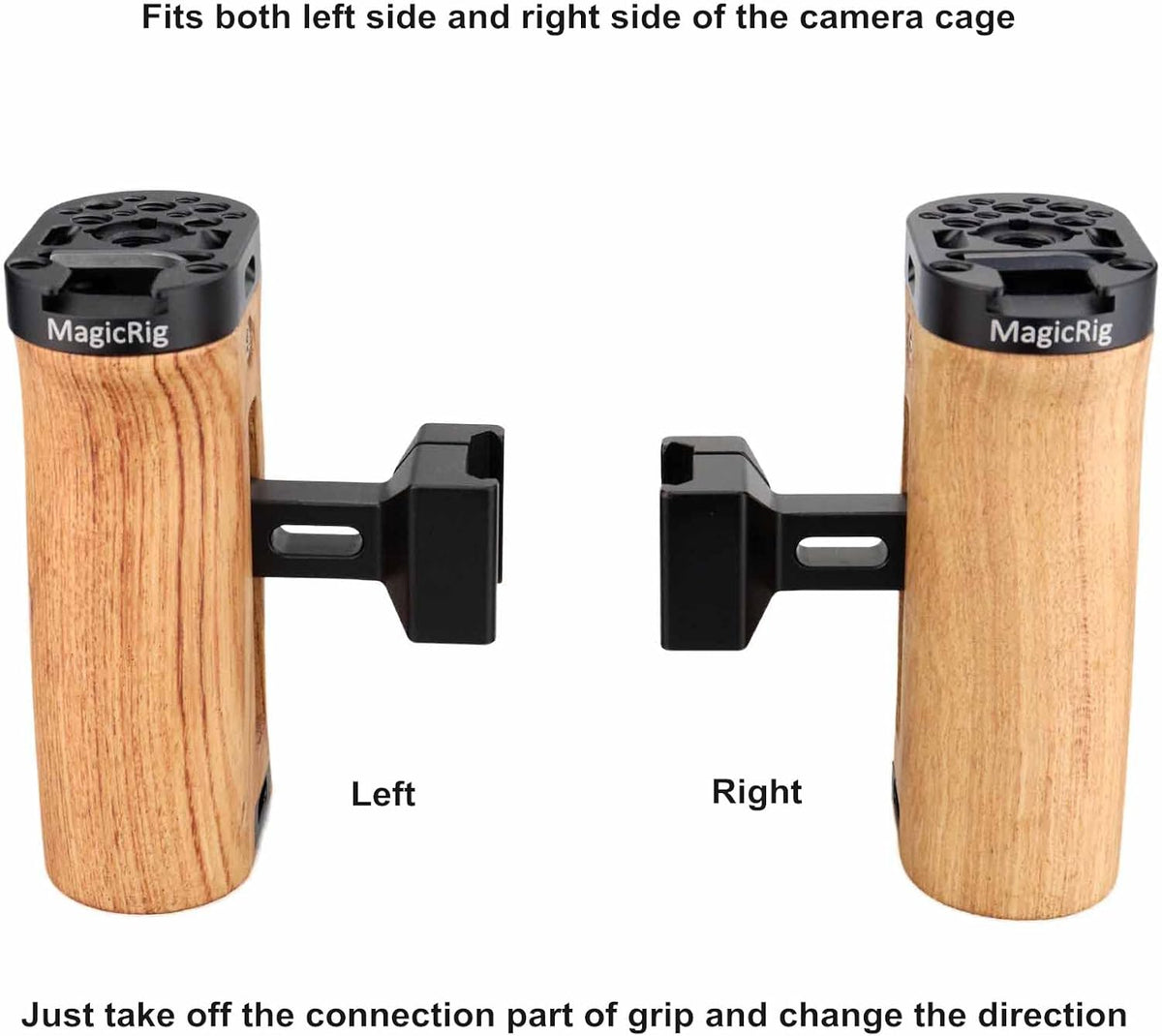 Adjustable Wooden Handle Grip with Cold Shoe Mount H785867