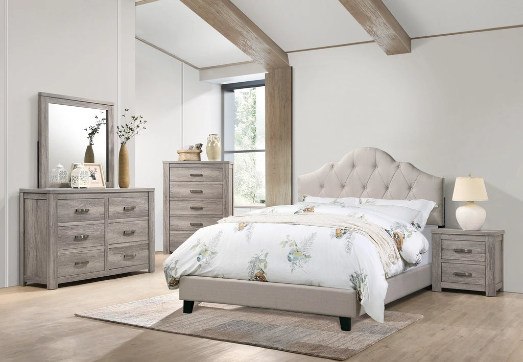 Beige Polyfiber 4pc Bedroom Set T30758