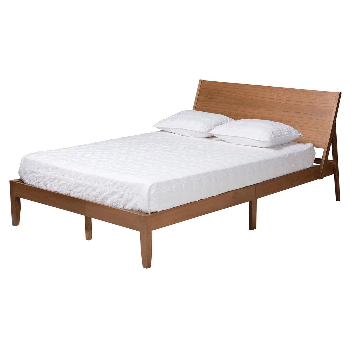 Walnut Brown Wood Queen Size Platform Bed I4359