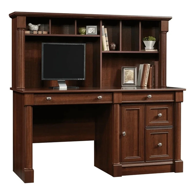 Contemporary Wood Computer Desk with Hutch F87418