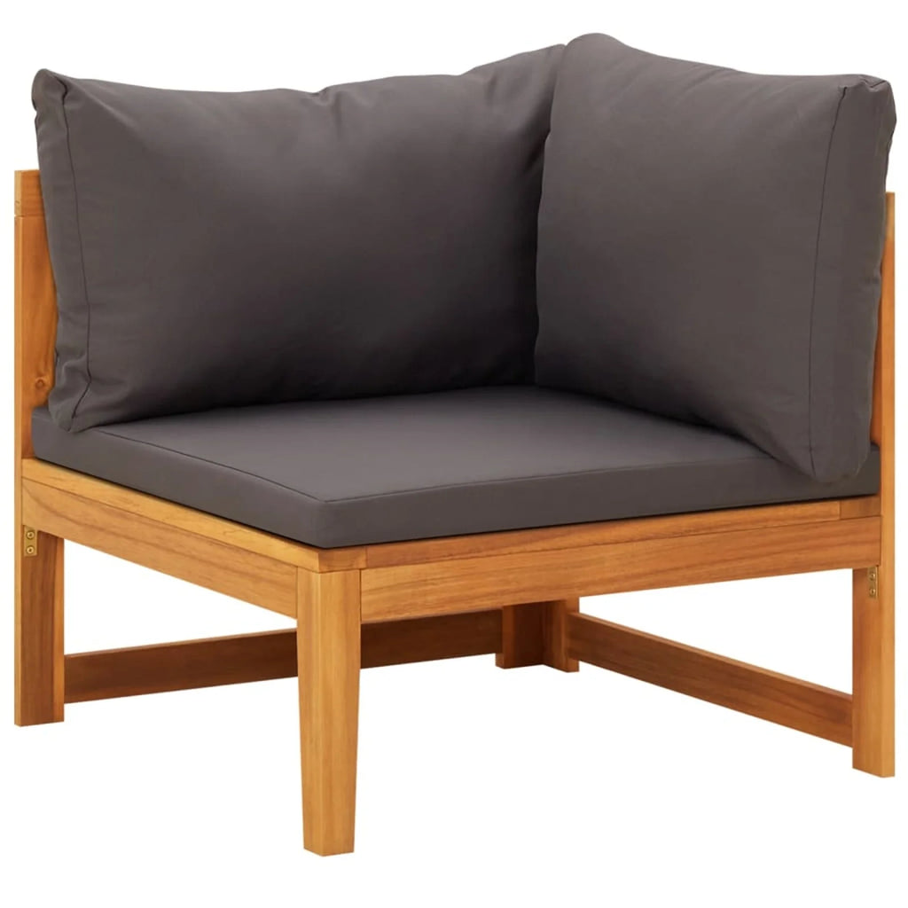4 Piece Dark Gray Cushioned Acacia Wood Patio Lounge Set L56165
