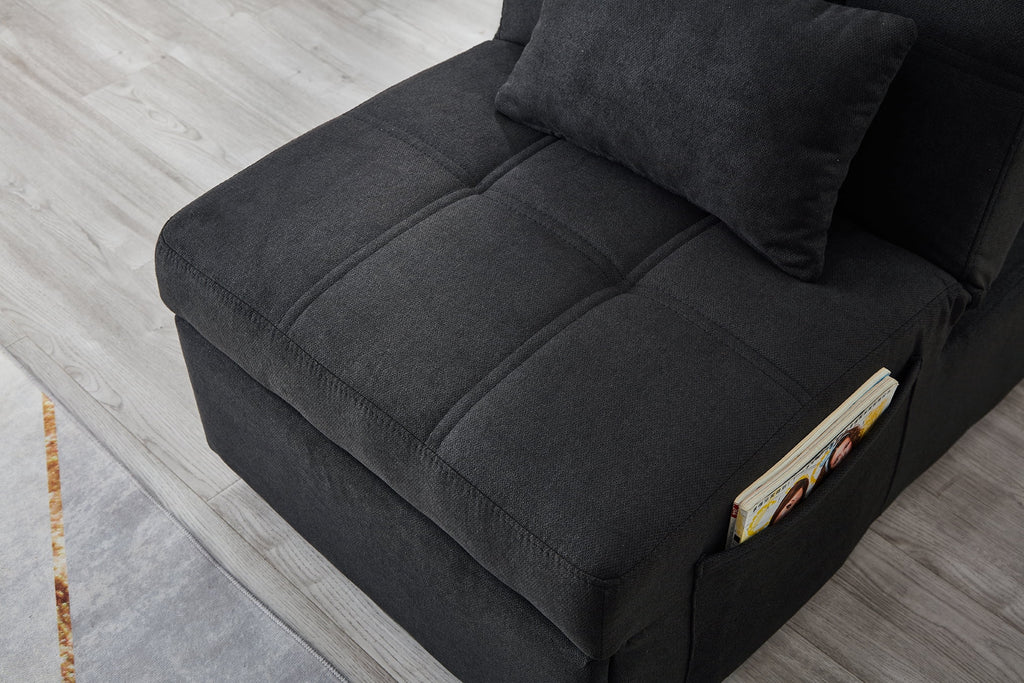 Recliner Chair Bed with Black Linen Fabric C7777