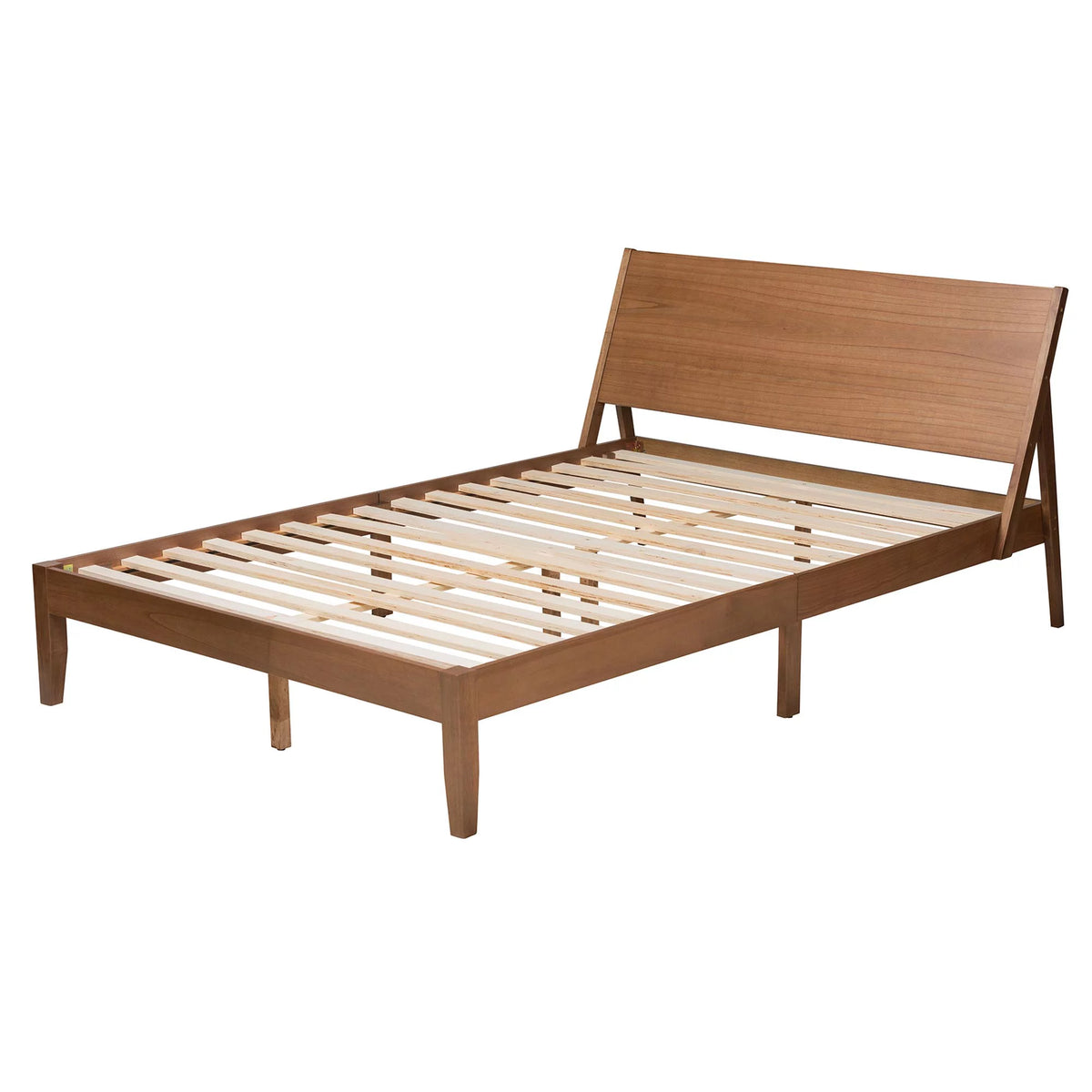 Walnut Brown Wood Queen Size Platform Bed I4359