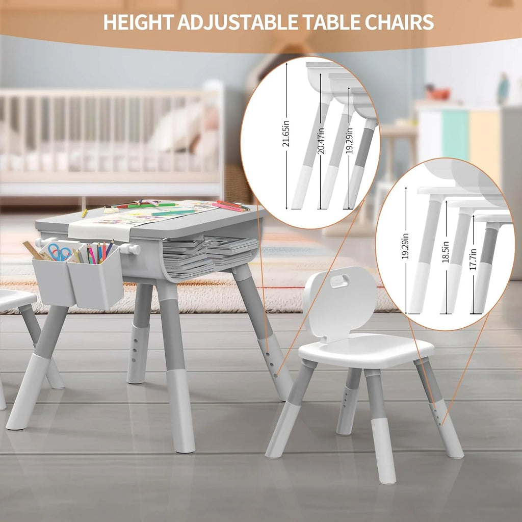 Kids Adjustable Height Wooden Table and Chair Set J24580