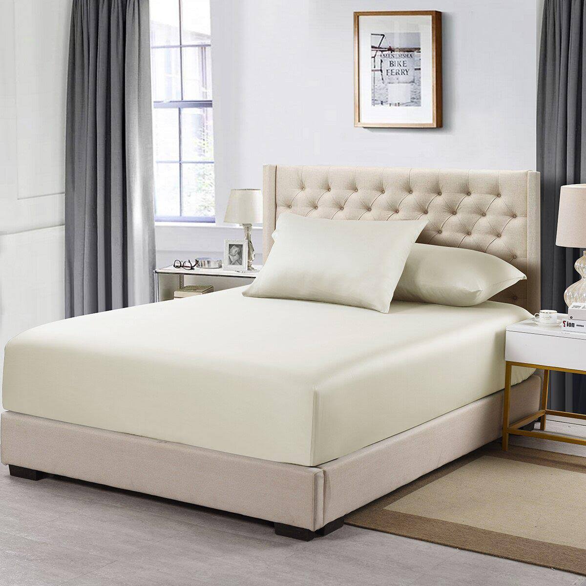 100% Cotton Ivory California King Fitted Sheet Y26926