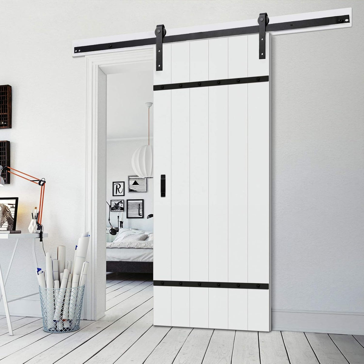 10FT Heavy-Duty Carbon Steel Sliding Barn Door Rail Kit M472