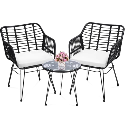 5 Piece Wicker Bistro Patio Conversation Furniture Set F180