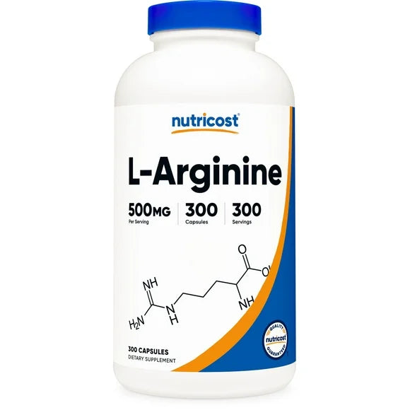 L-Arginine 500mg 300 Capsules Vegetarian Supplement H9880