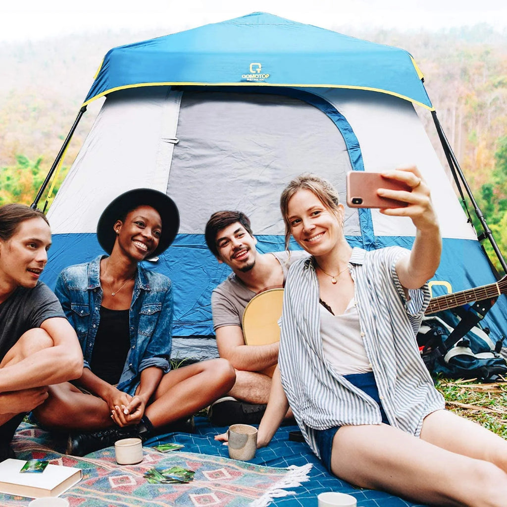 6 Person Waterproof Pop Up Camping Tent with Top Rainfly S549