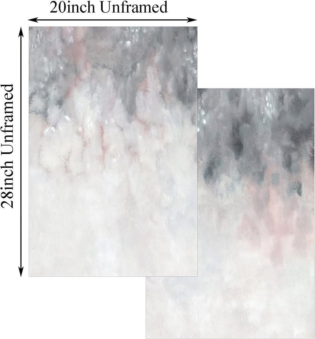 Abstract Gray White Pink Canvas Painting 16x24inchx2 No Frame M541868