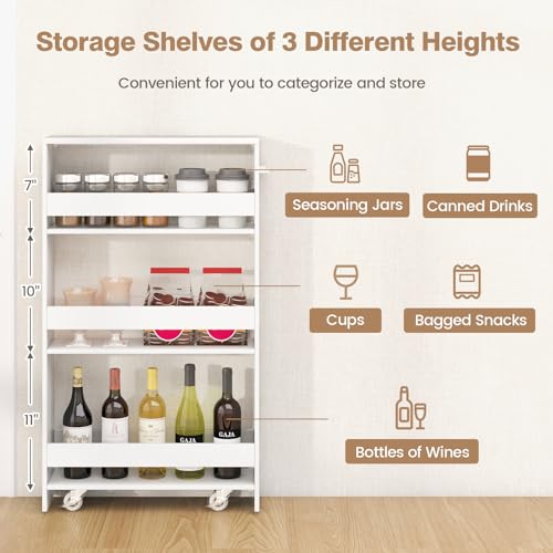 White 4-Tier Rolling Storage Cart T8592
