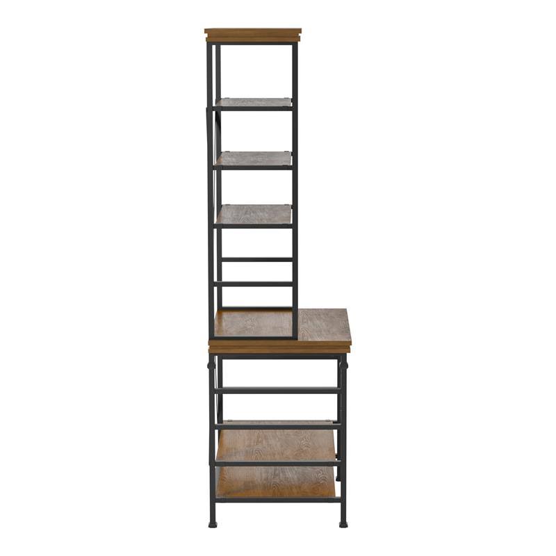 Industrial Metal 6-Shelf Bookcase in Dark Oak K76825