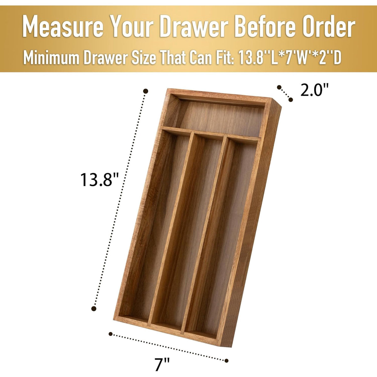 4 Slot Acacia Silverware Drawer Organizer Z89656