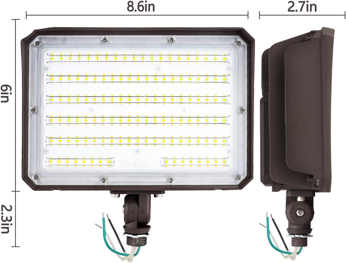 100W LED Flood Light with Knuckle Mount, IP65 Waterproof, 5000K Daylight E505