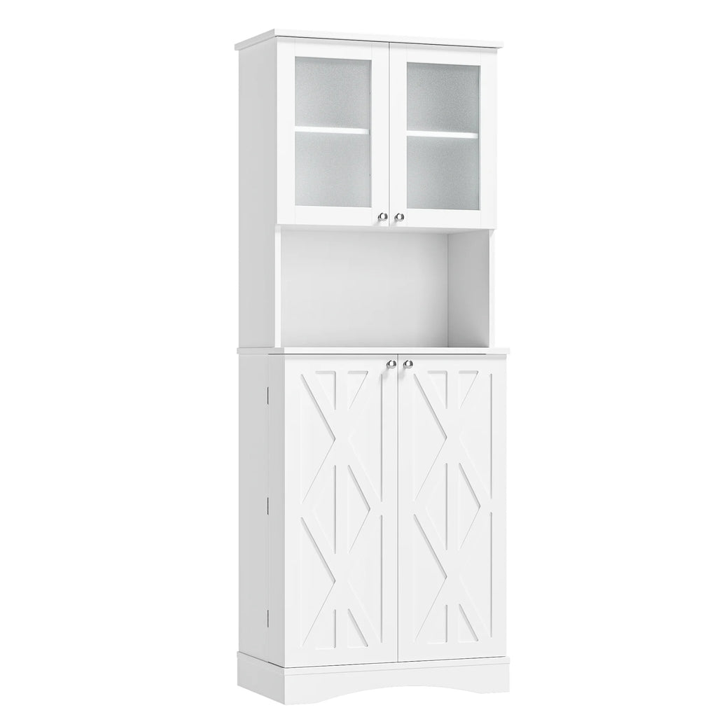 63'' White 4 Door Kitchen Storage Cabinet with Adjustable Shelves S88017