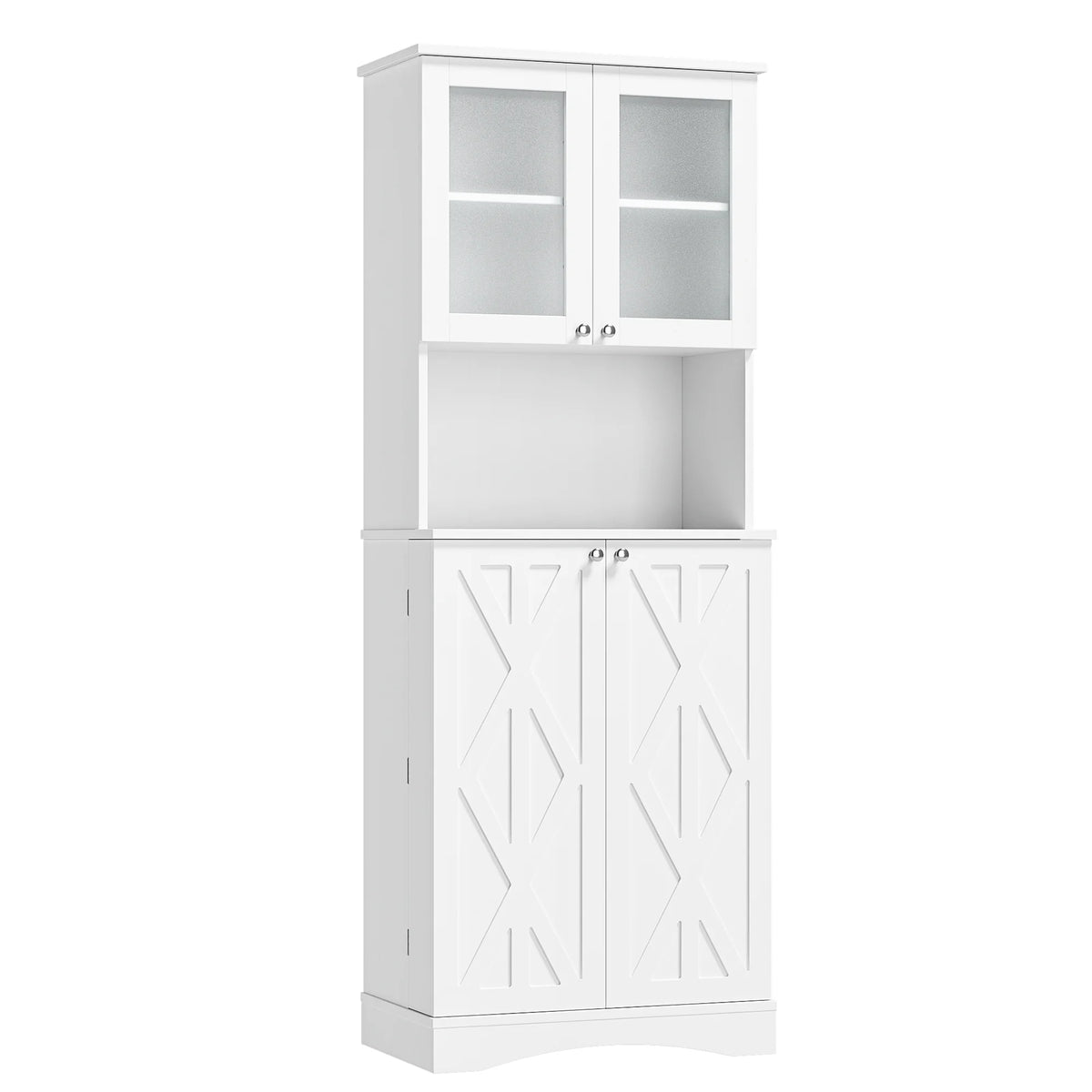 63'' White 4 Door Kitchen Storage Cabinet with Adjustable Shelves S88017