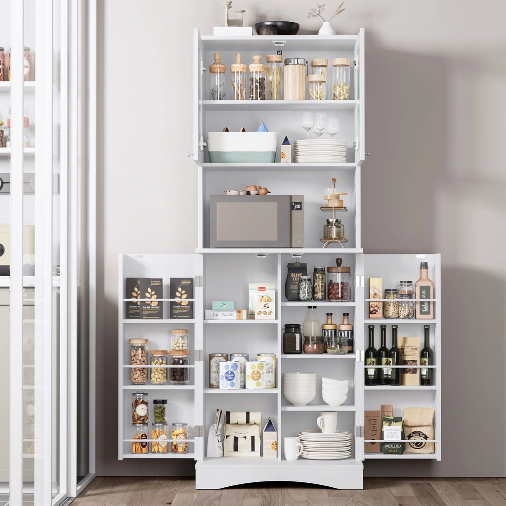 63'' White 4 Door Kitchen Storage Cabinet with Adjustable Shelves S88017