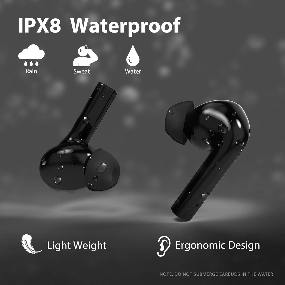 Noise Cancelling Wireless Earbuds with Smart Touch Control, IPX8 Waterproof, Pack of 2 P979916