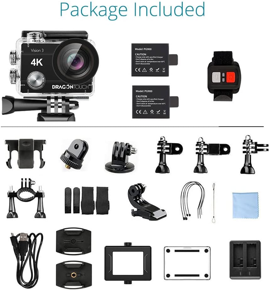 4K 16MP Waterproof Action Camera with Mounting Accessories Kit C496603