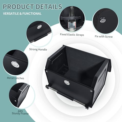 Car Organizer Trunk, Durable Collapsible Leather Trunk Organizer with Lid and Sturdy Handle, Auto Cargo Storage Compartments (11.4 x 27 x 12.2, Black) B958076