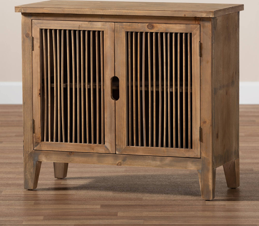 2-Door Wood Accent Storage Cabinet Medium Oak I763