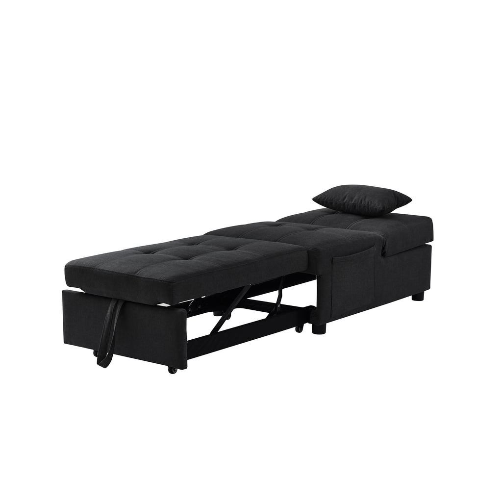 Recliner Chair Bed with Black Linen Fabric C7777