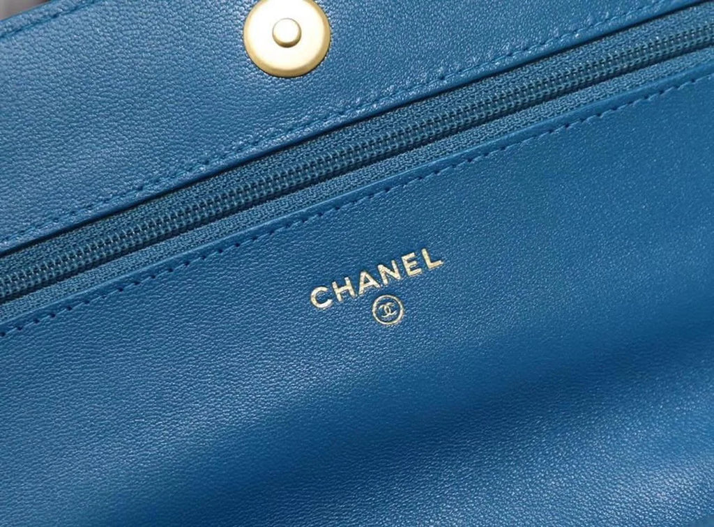 Blue Goatskin Leather Flap Bag R38571