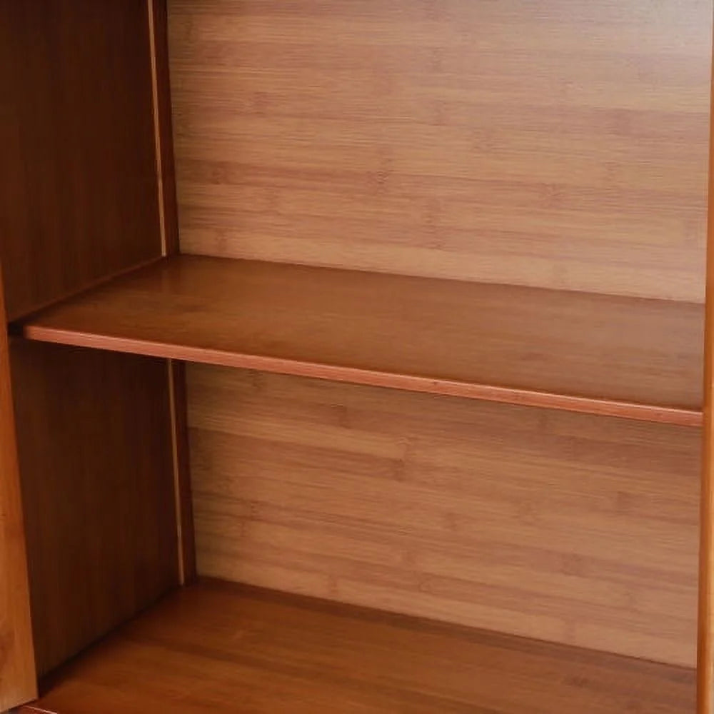 Wooden Storage Pantry Cupboard with 3 Drawers and 2 Acrylic Doors Brown B695784