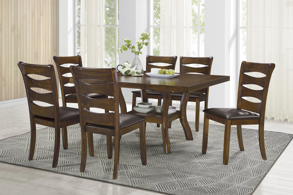 Brown Finish Wood Dining Table with Display Shelf I28074