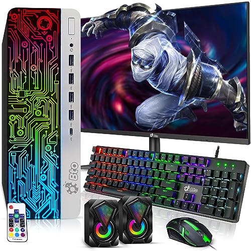 RGB Gaming Desktop PC Bundle - Intel Core i5 6th Gen, 16GB DDR4 Ram, 1TB SSD, NVIDIA GeForce GTX 1050 Ti 4GB, 24-inch Monitor, Windows 11 Pro (Renewed) T252038