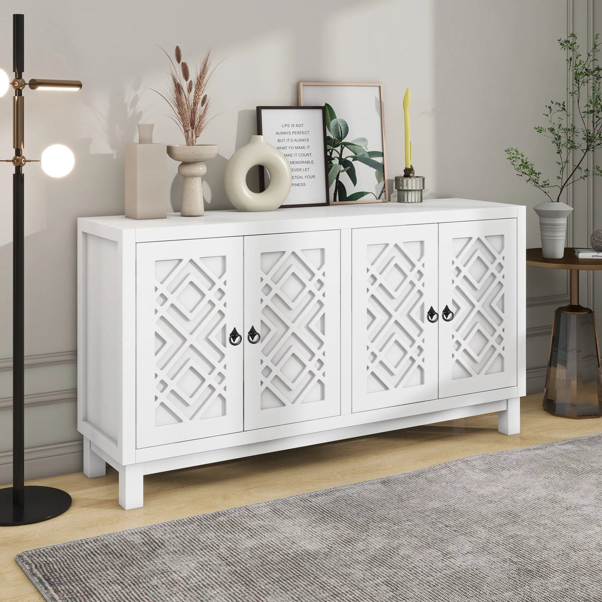 4 Door Black Buffet Cabinet T83057
