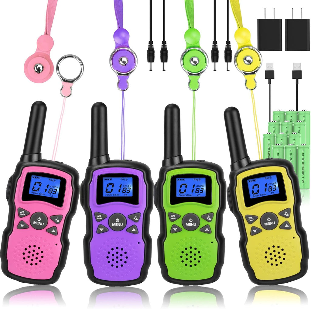 Rechargeable 4 Pack 2 Way Radio Walkie Talkies with 2 USB Chargers 12000mAh Battery Q648036