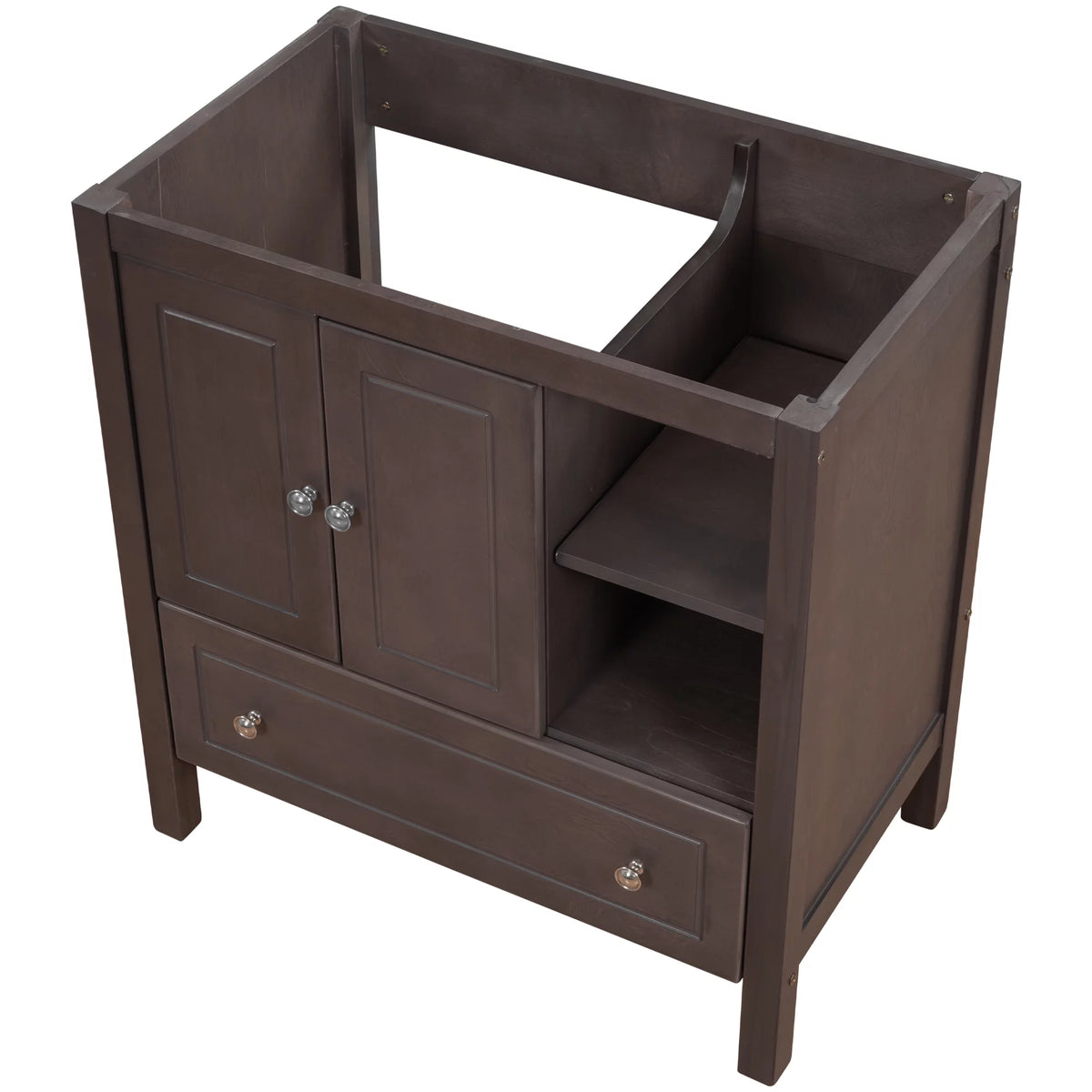 30" Brown Solid Wood Bathroom Vanity Base Only M2149