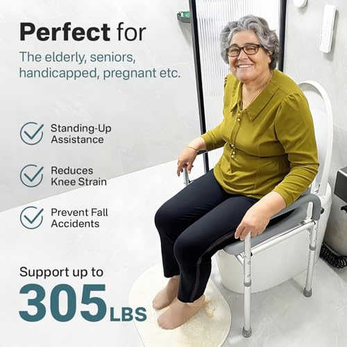 Elongated Raised Toilet Seat with Handles M9727