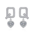2 Carat D Color VVS1 Moissanite S925 Sterling Silver Heart Dangle Drop Earrings J281945