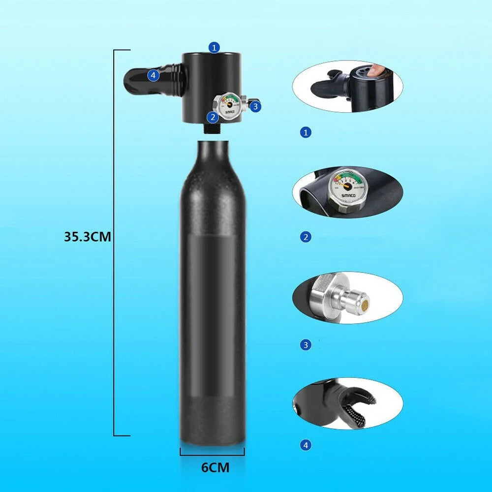 Mini Scuba Tank 0.5L Oxygen Air Tank and High-Pressure Pump 4500PSI Y834