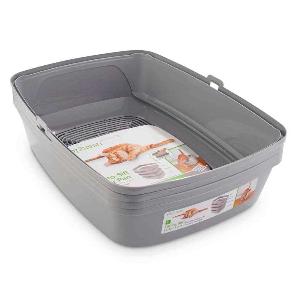 Grey & White Lift-to-Sift Cat Litter Pan G90269