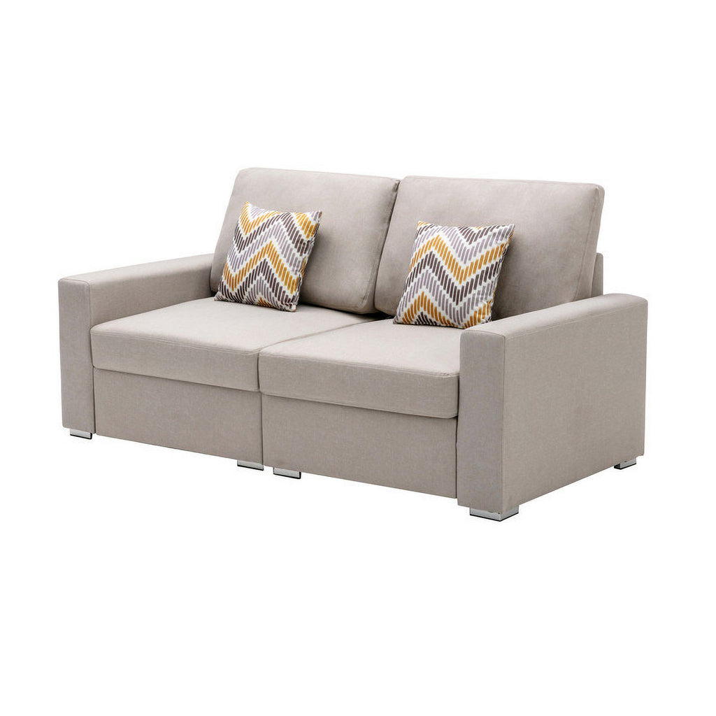 Beige Linen Fabric Living Room Set V78899