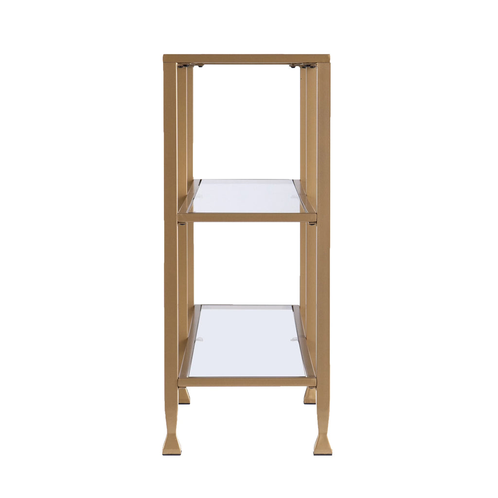 Gold Metal and Glass Console Table Y228