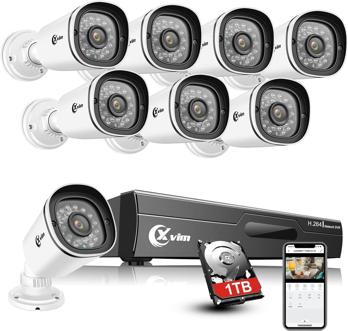 8CH 1080P Wired Security Camera System with 1TB HDD V21237