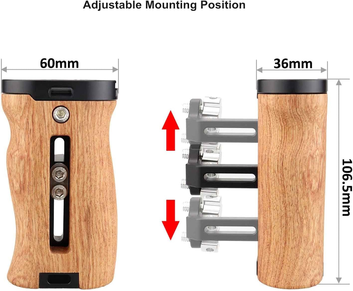 Adjustable Wooden Handle Grip with Cold Shoe Mount H785867