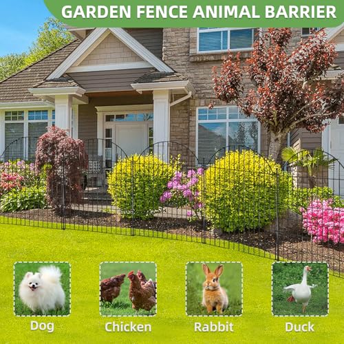 Arched Rustproof Metal No Dig Garden Fence with Ground Stake B471624