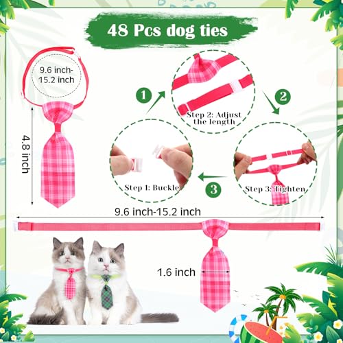 108 Pcs Dog Bandanas Bow Tie Set Plaid Pattern Adjustable Washable Reversible F495169