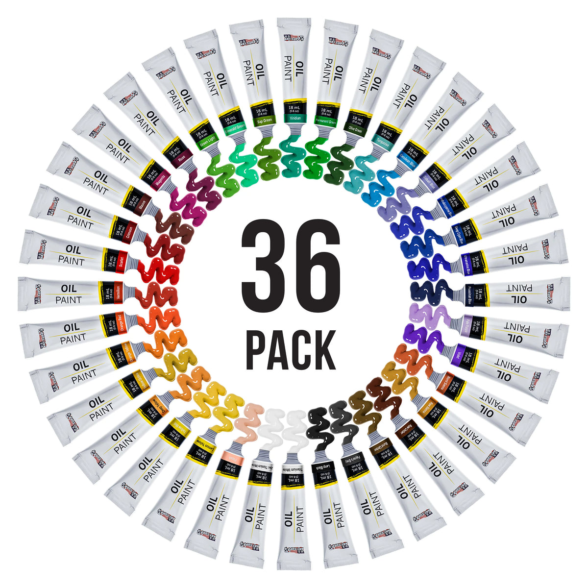 36 Color Set of Art Oil Paint in Large 18ml Tubes G24786