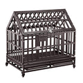 Brown Heavy Duty Dog Cage Crate Kennel with Four Wheels 38 inch D408285