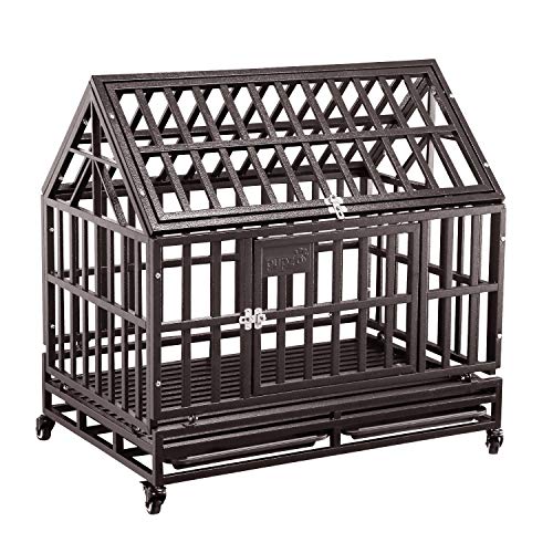 Brown Heavy Duty Dog Cage Crate Kennel with Four Wheels 38 inch D408285