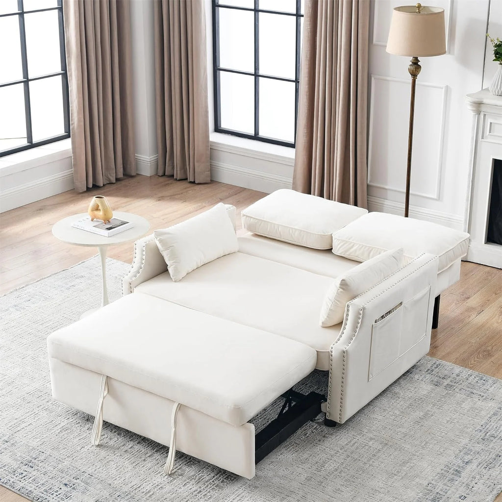 Velvet Convertible Sleeper Sofa with Pull Out Bed U378543