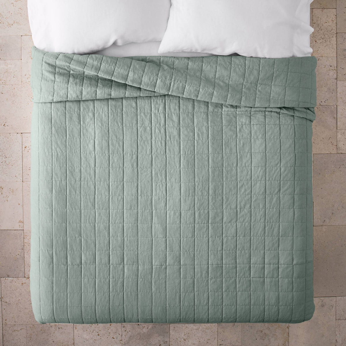 Full/Queen Heavyweight Linen Blend Quilt Sage Green Y603