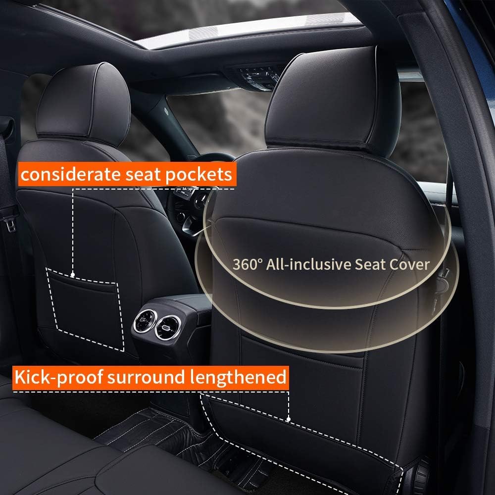 Faux Leather Car Seat Covers Full Set Black Z295